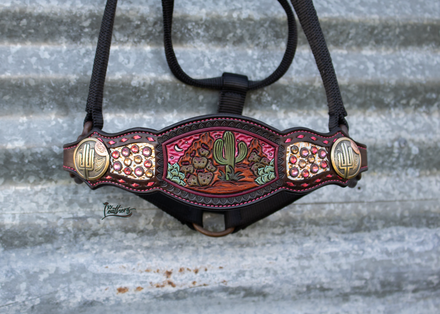 Pink Desert Cactus Bronc Halter