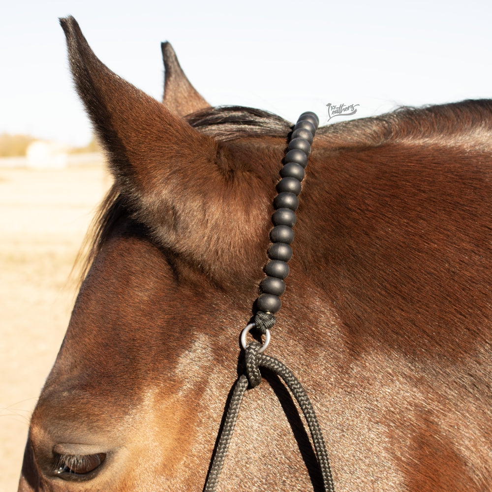 Rose Pink Black Silicone Beaded Draw Bit Headstall