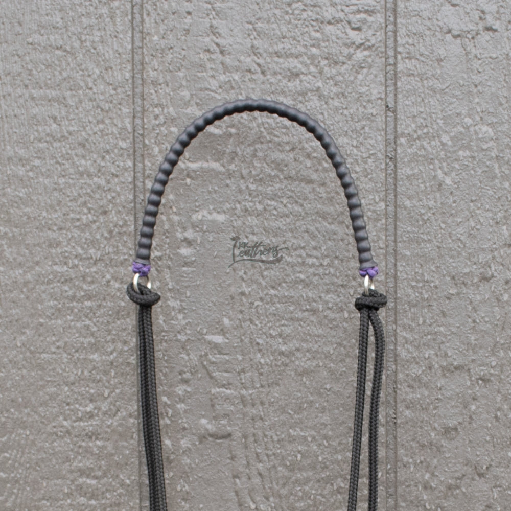 Black Purple Beaded Draw Bit Headstall