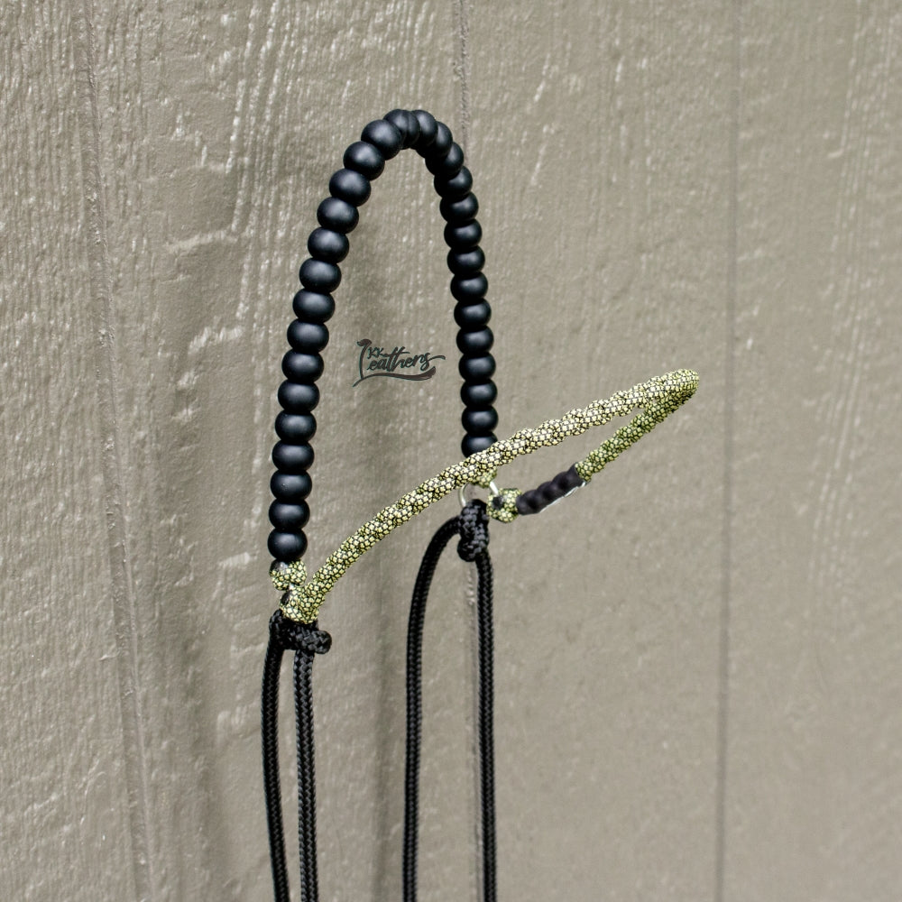 Solid Black Brow Balancer Silicone Beaded Draw Bit Headstall