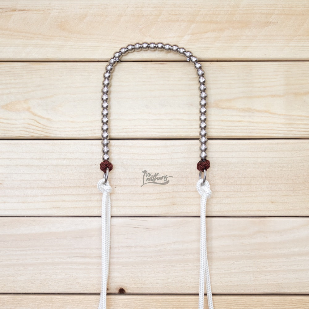 Red and Black Stainless Steel Beaded Draw Bit Headstall