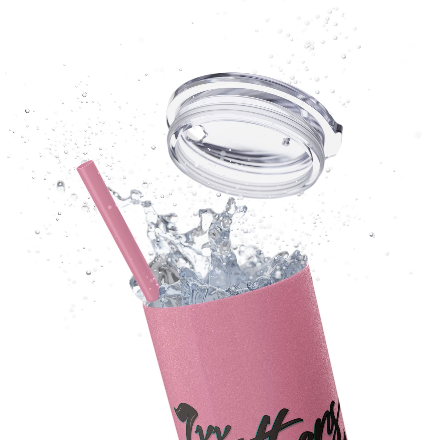 KK Leathers Glitter Skinny 20oz  Tumbler with Straw