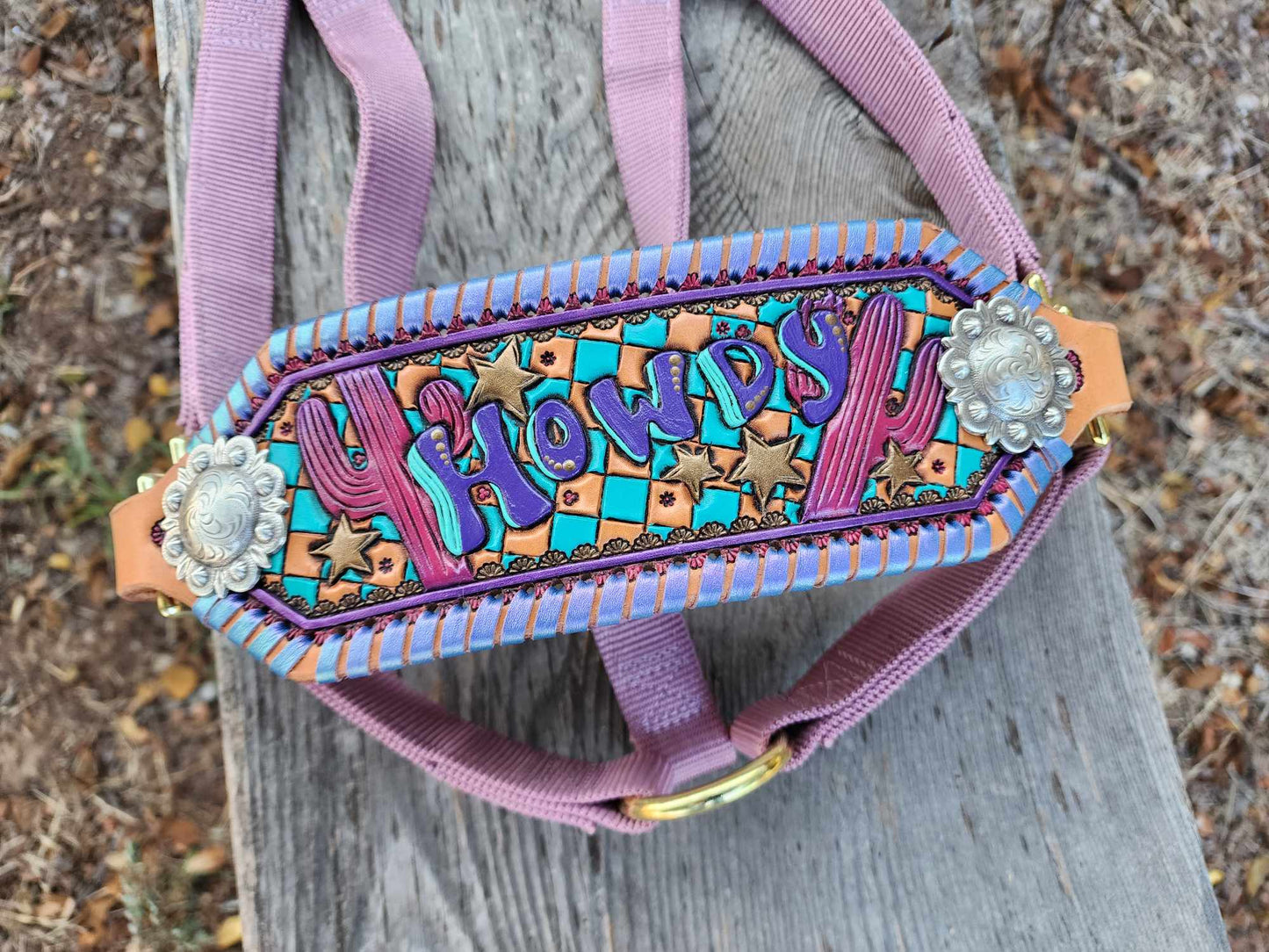 Retro Howdy Cactus Lavender Bronc Halter