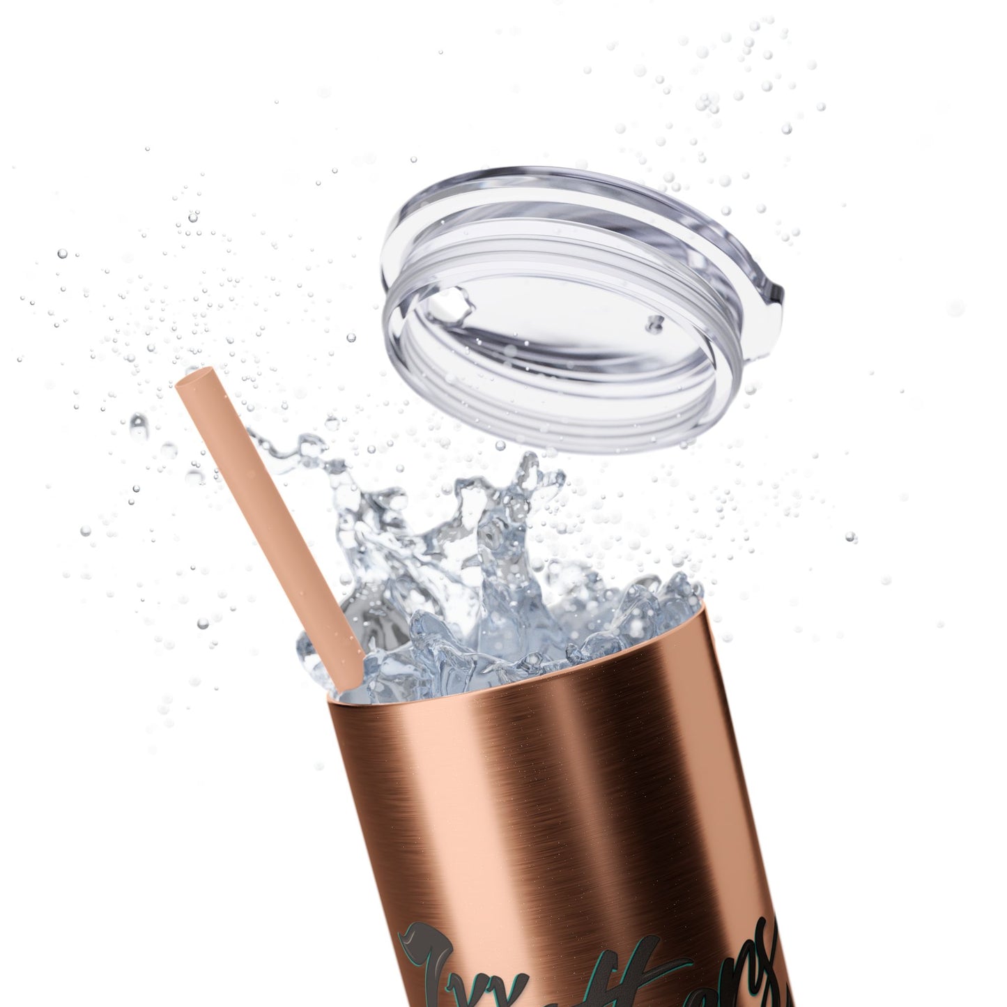 KK Leathers Glitter Skinny 20oz  Tumbler with Straw