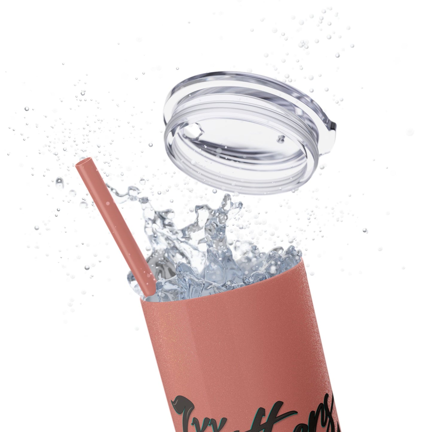 KK Leathers Glitter Skinny 20oz  Tumbler with Straw