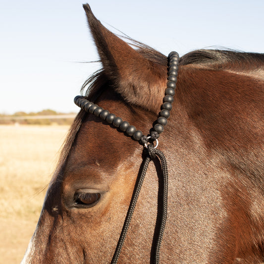 Black Silicone Beaded Browband Draw Bit Headstall