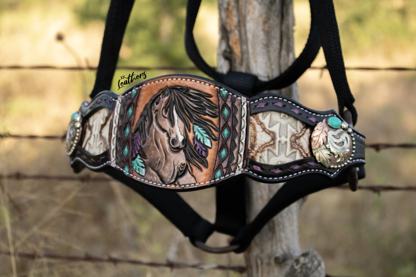 Wild Horses Buckstitched Bronc Halter