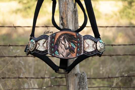 Wild Horses Buckstitched Bronc Halter