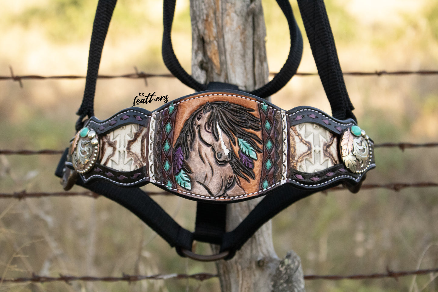 Wild Horses Buckstitched Bronc Halter