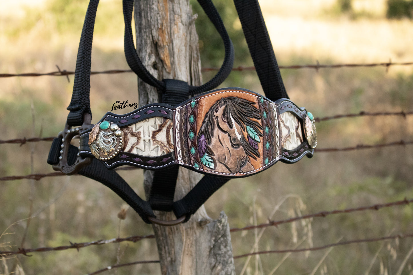 Wild Horses Buckstitched Bronc Halter