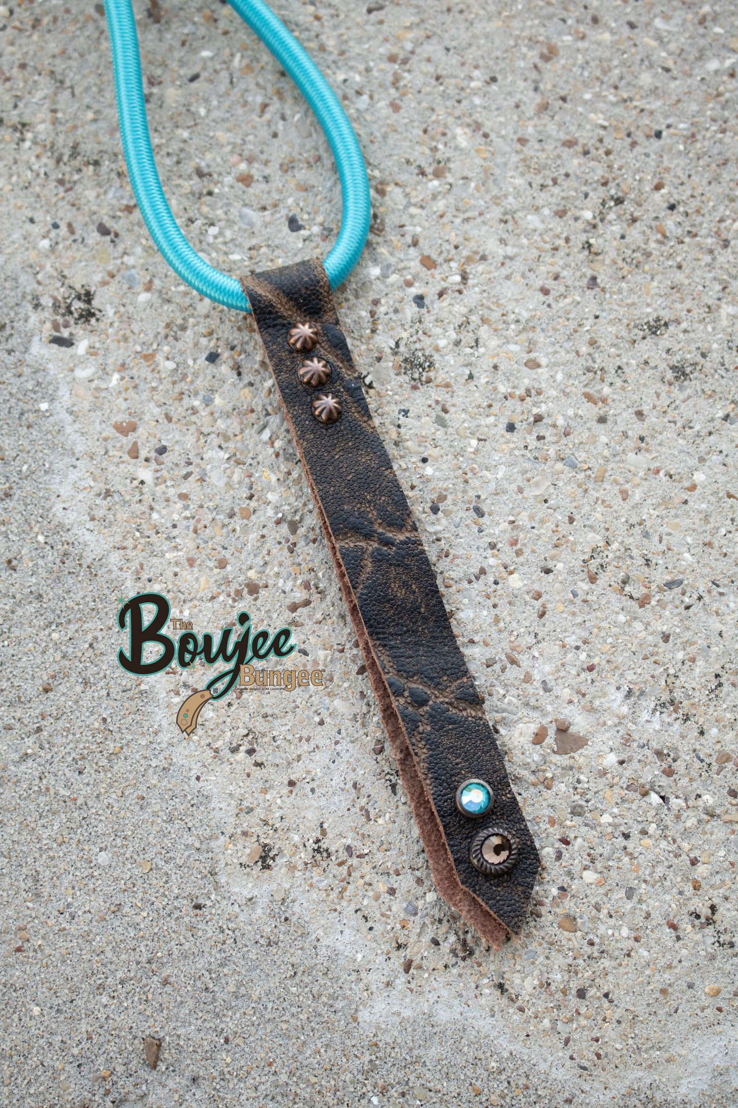 Turquoise Chocolate Elephant Boujee Bungee Bridle and Rope Strap