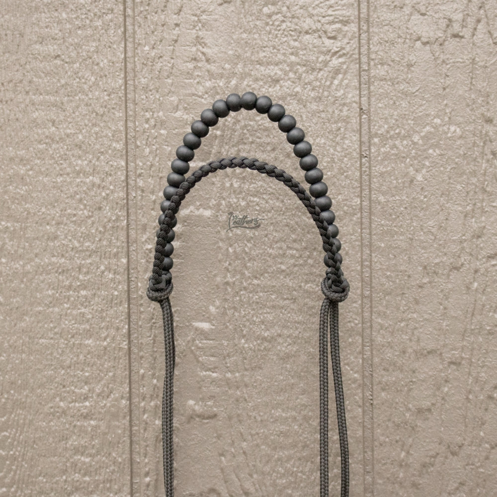 Black Silicone Beaded Paracord Browband Draw Bit Headstall