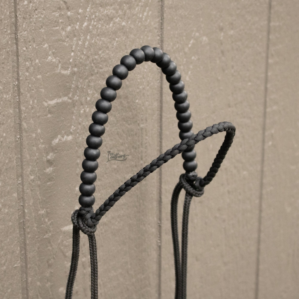 Black Silicone Beaded Paracord Browband Draw Bit Headstall