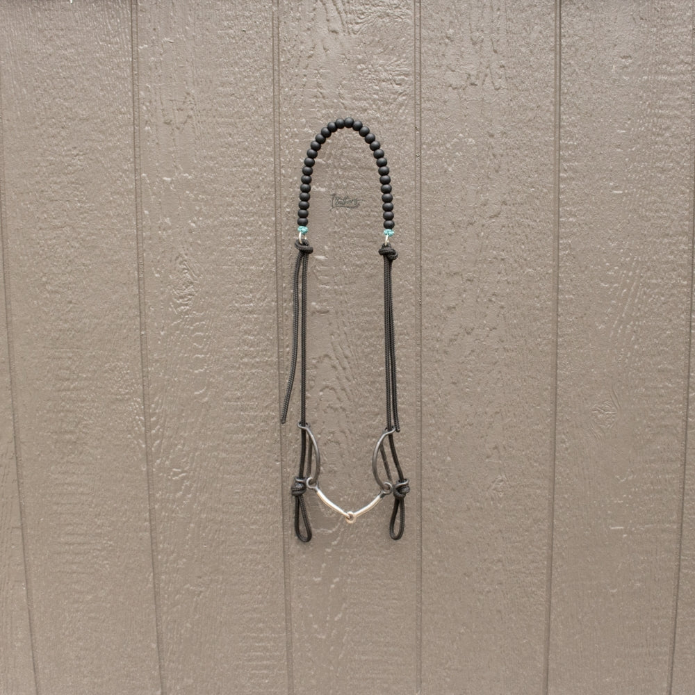 Turquoise Black Silicone Beaded Draw Bit Headstall
