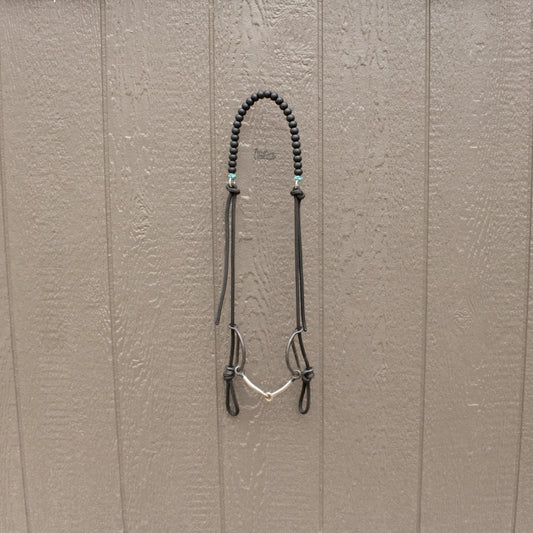 Turquoise Black Silicone Beaded Draw Bit Headstall