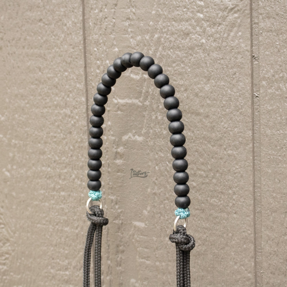 Turquoise Black Silicone Beaded Draw Bit Headstall