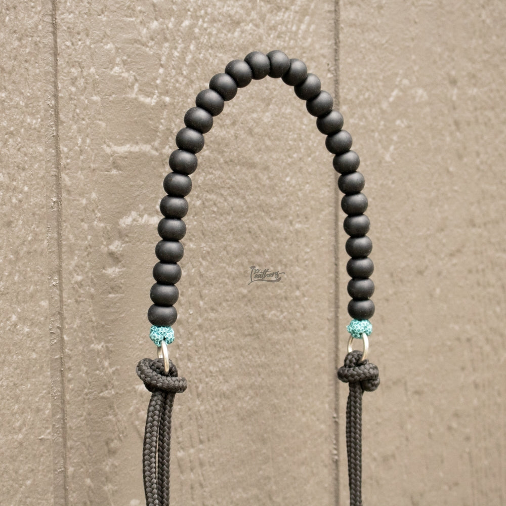Turquoise Black Silicone Beaded Draw Bit Headstall