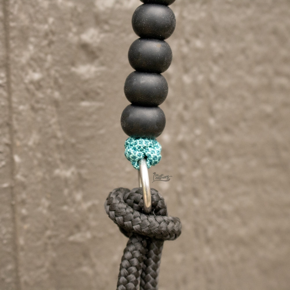Turquoise Black Silicone Beaded Draw Bit Headstall