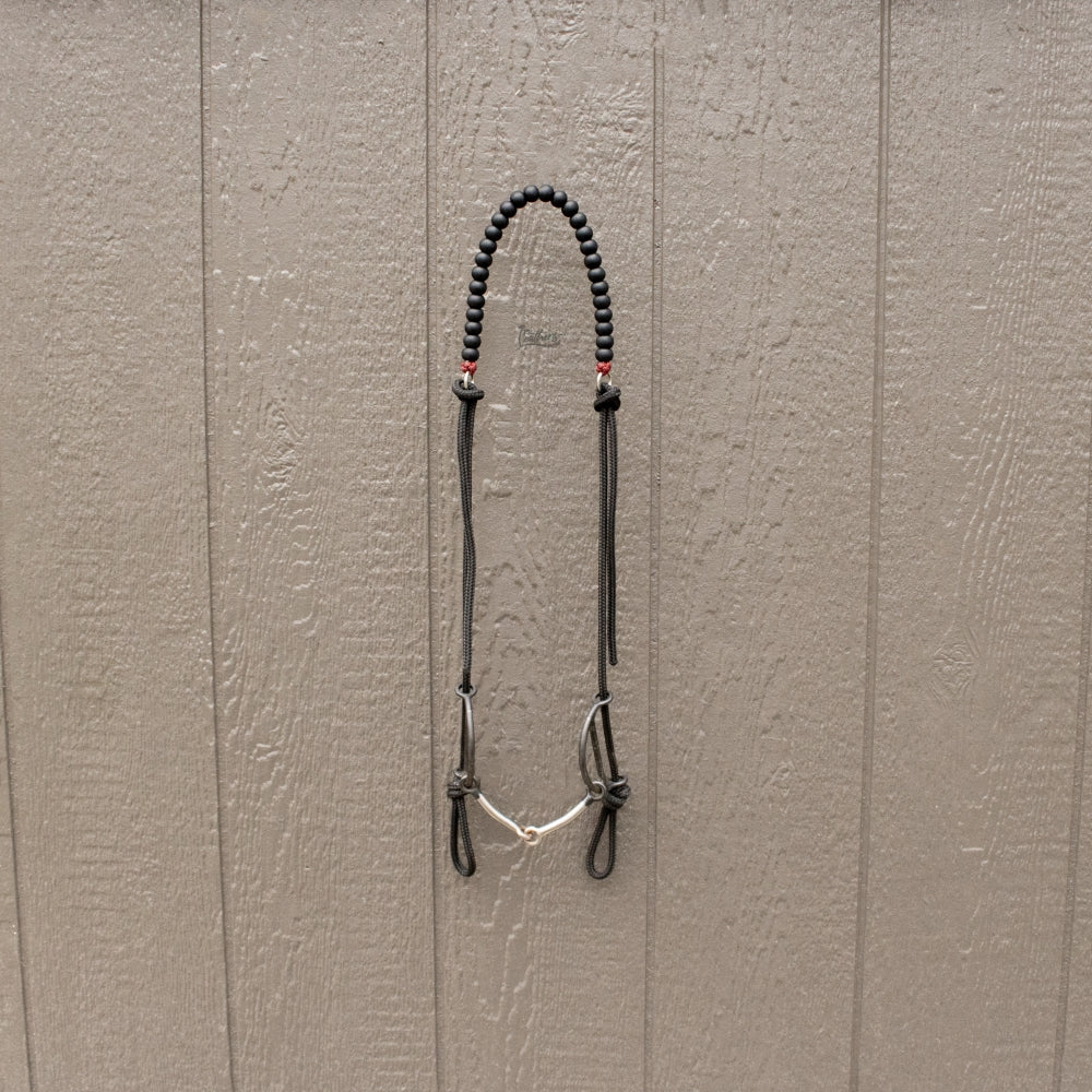 Red Black Silicone Beaded Draw Bit Headstall