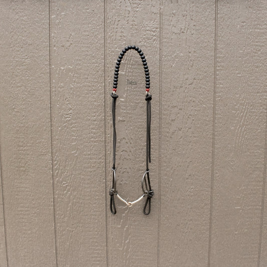 Red Black Silicone Beaded Draw Bit Headstall
