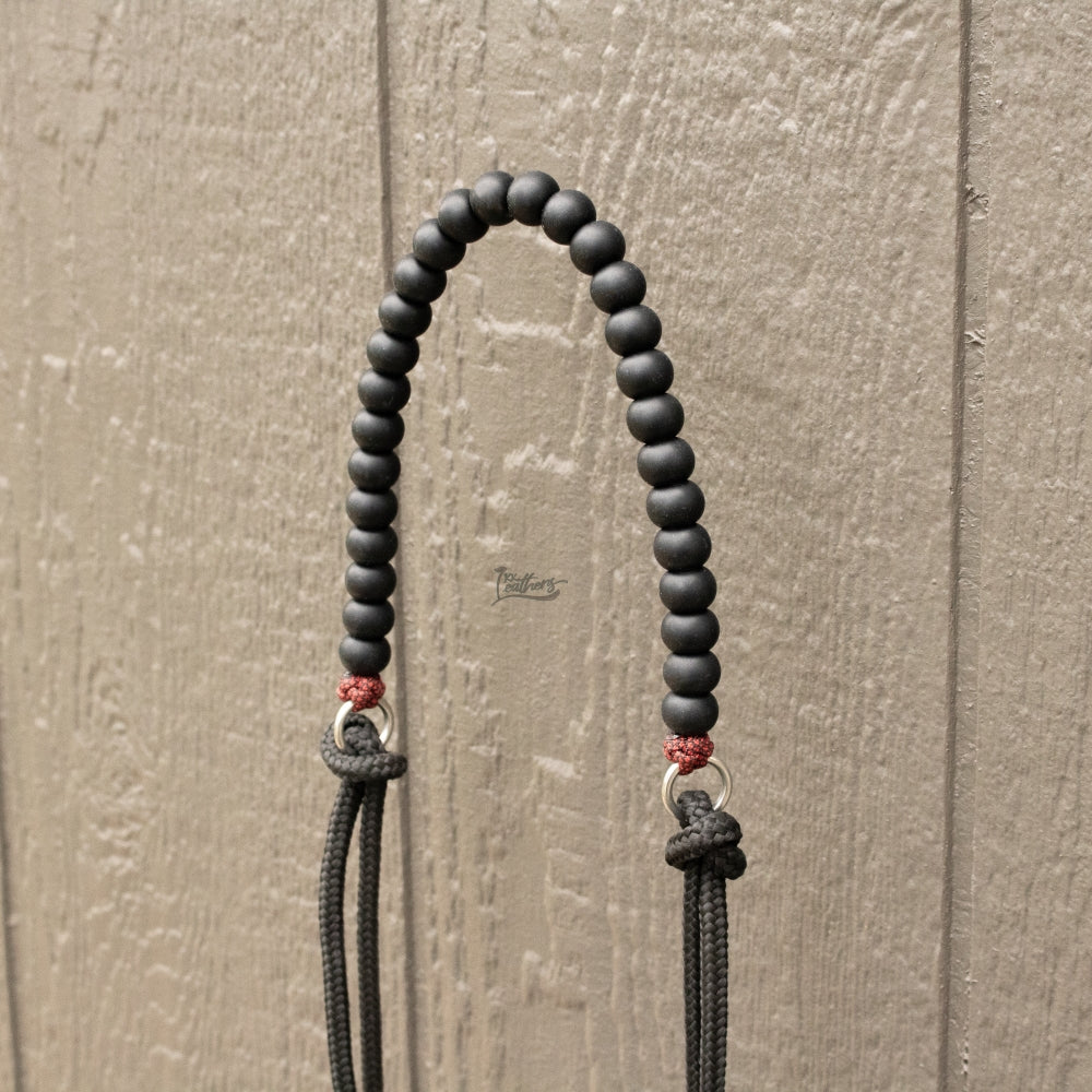 Red Black Silicone Beaded Draw Bit Headstall