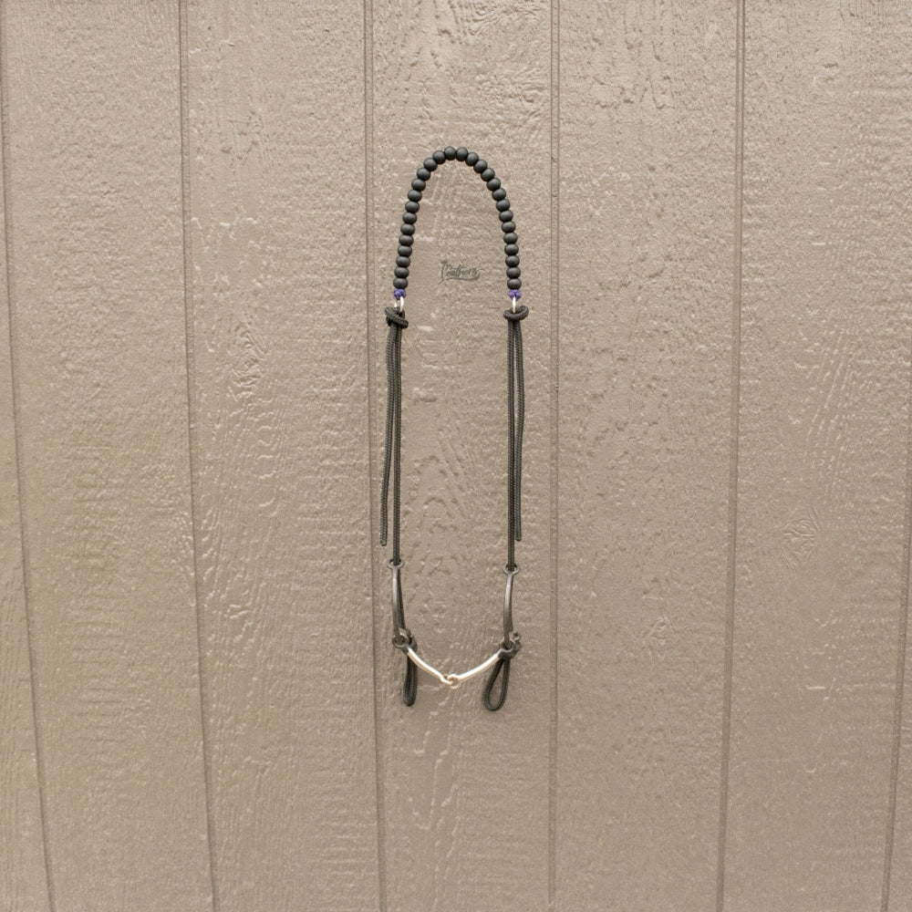 Purple Black Silicone Beaded Draw Bit Headstall