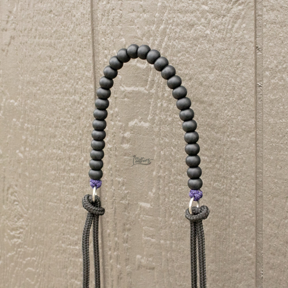 Purple Black Silicone Beaded Draw Bit Headstall