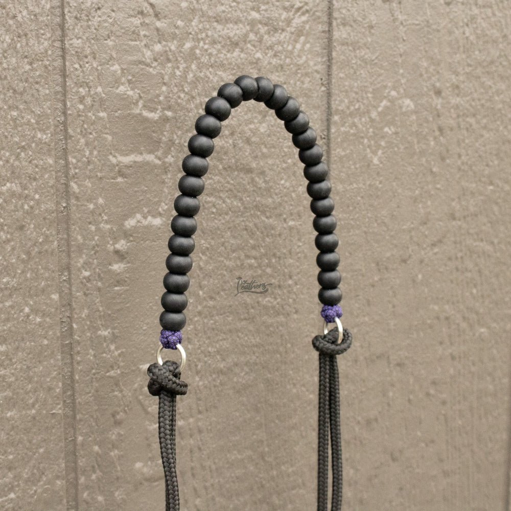 Purple Black Silicone Beaded Draw Bit Headstall