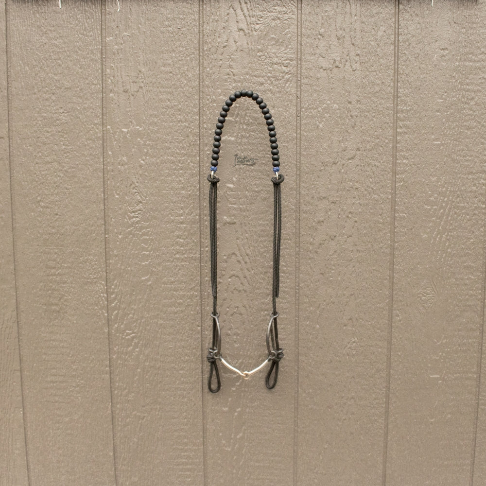 Royal Blue Black Silicone Beaded Draw Bit Headstall