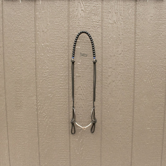 Royal Blue Black Silicone Beaded Draw Bit Headstall