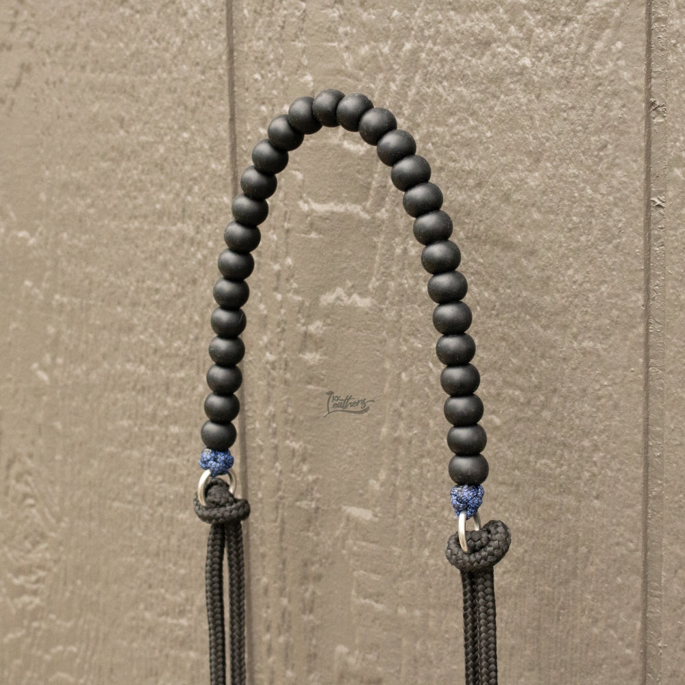 Royal Blue Black Silicone Beaded Draw Bit Headstall