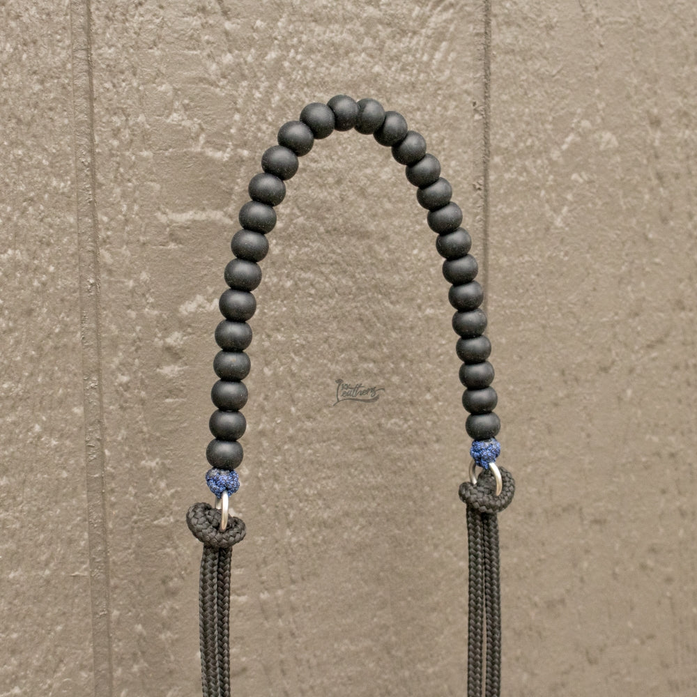 Royal Blue Black Silicone Beaded Draw Bit Headstall