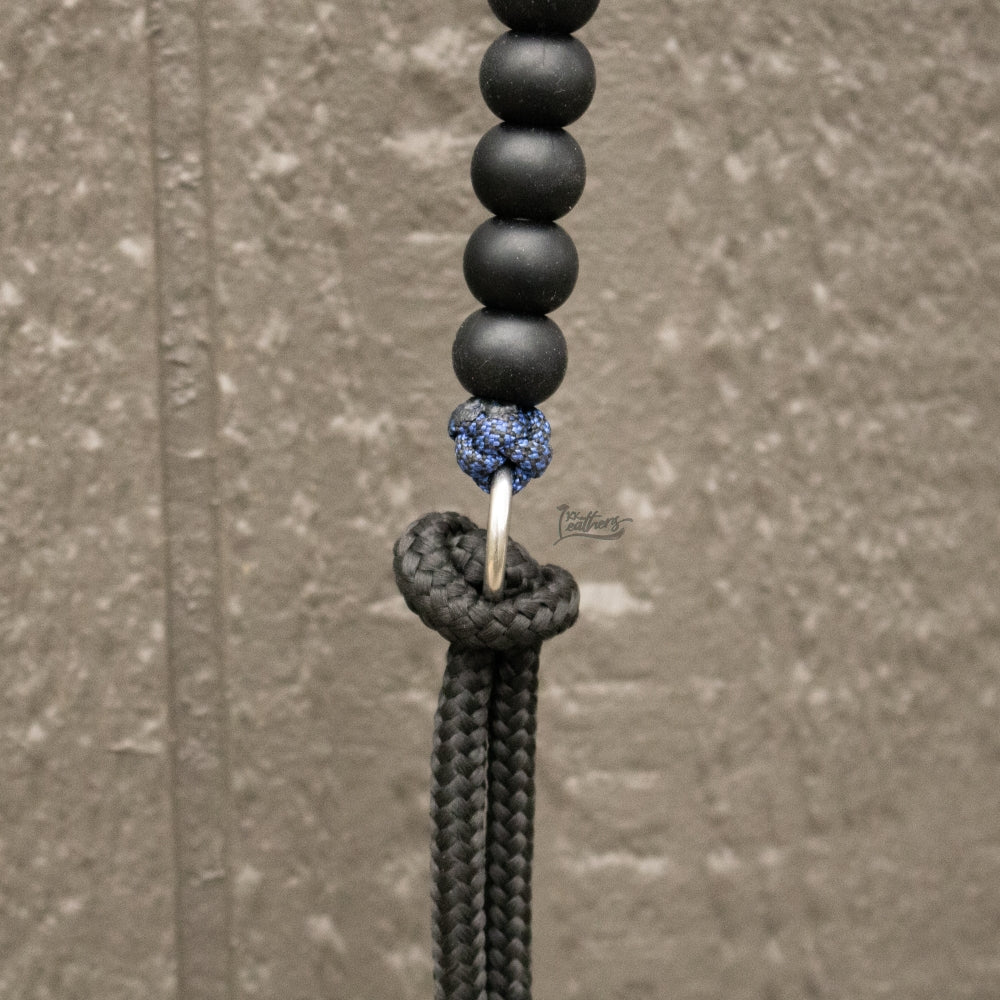Royal Blue Black Silicone Beaded Draw Bit Headstall