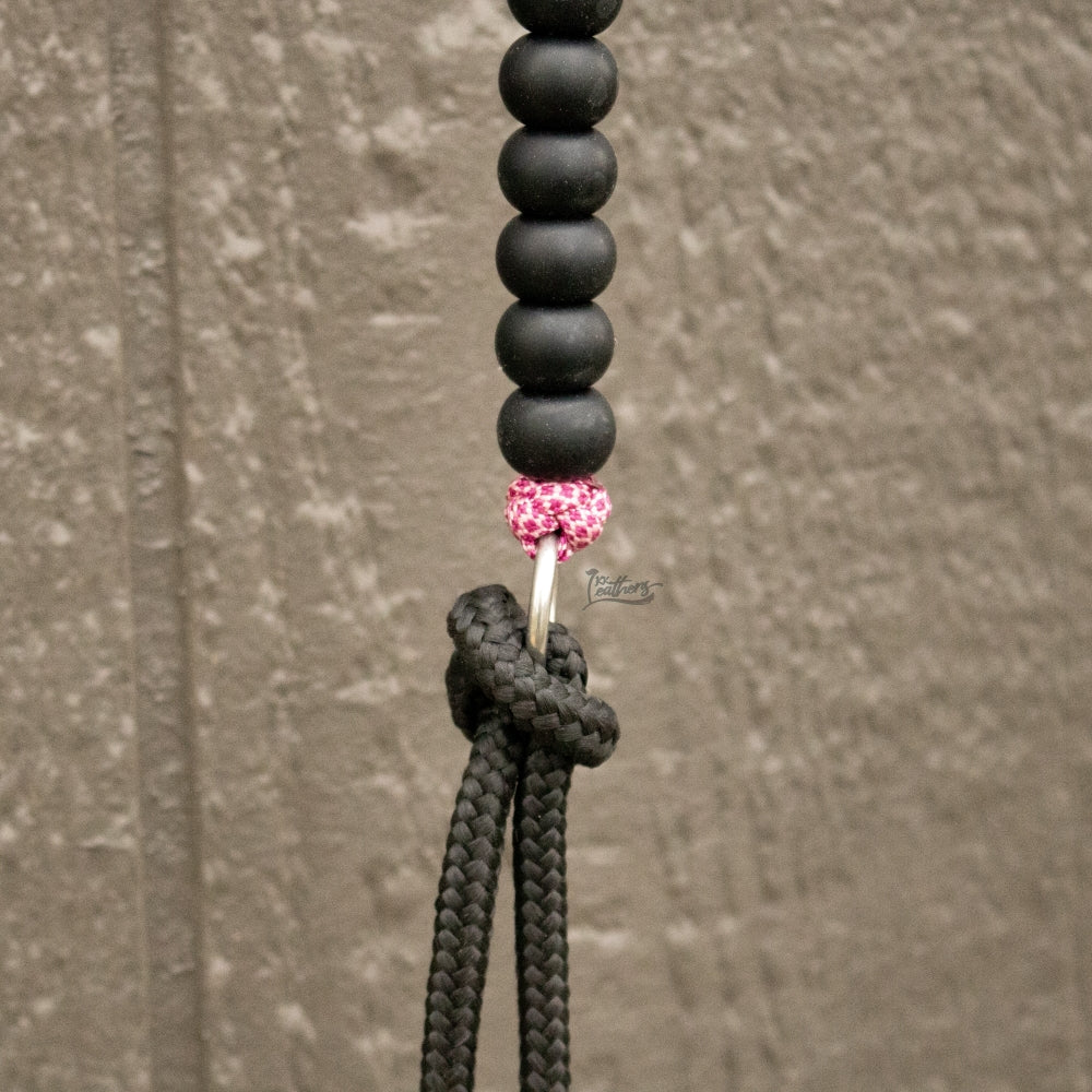 Rose Pink Black Silicone Beaded Draw Bit Headstall