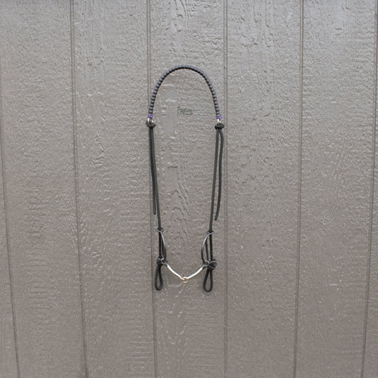 Black Purple Beaded Draw Bit Headstall