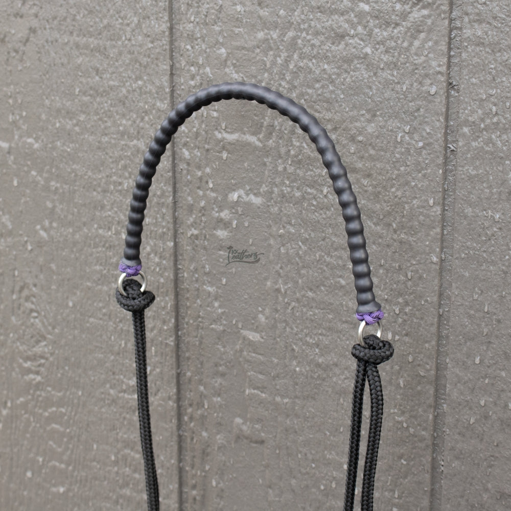 Black Purple Beaded Draw Bit Headstall