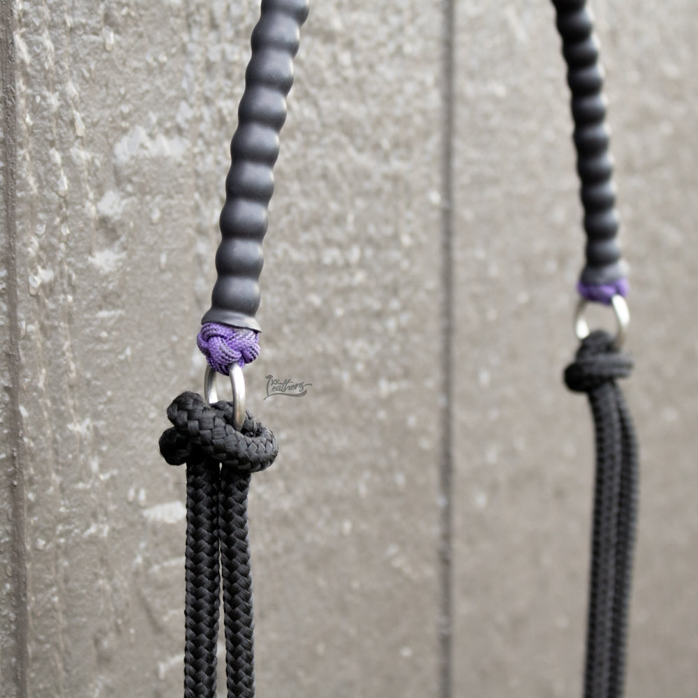 Black Purple Beaded Draw Bit Headstall