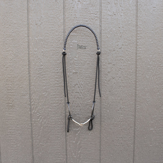 Black Royal Blue Beaded Draw Bit Headstall