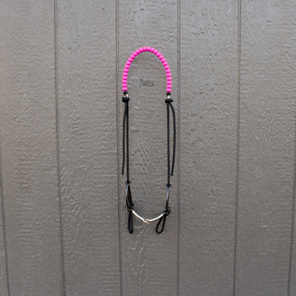 Pink Silicone Beaded Draw Bit Headstall