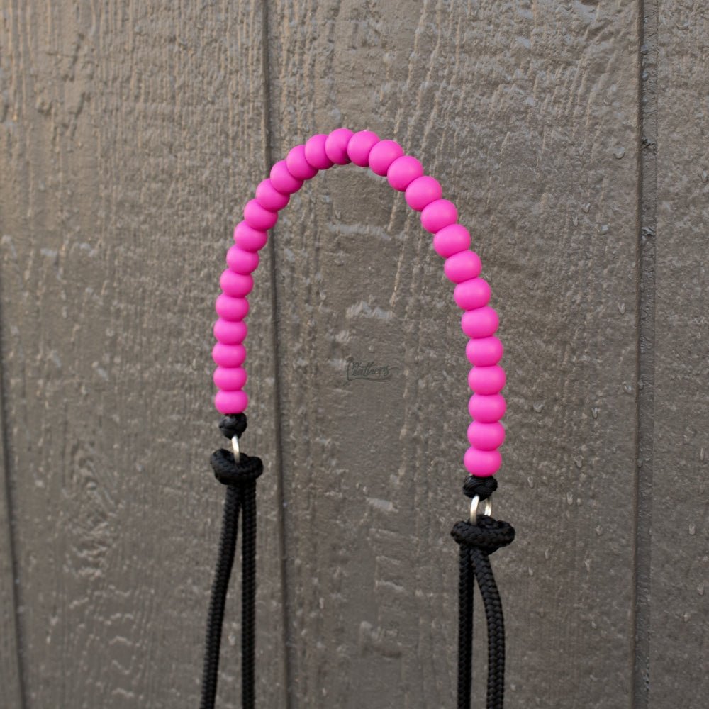 Pink Silicone Beaded Draw Bit Headstall