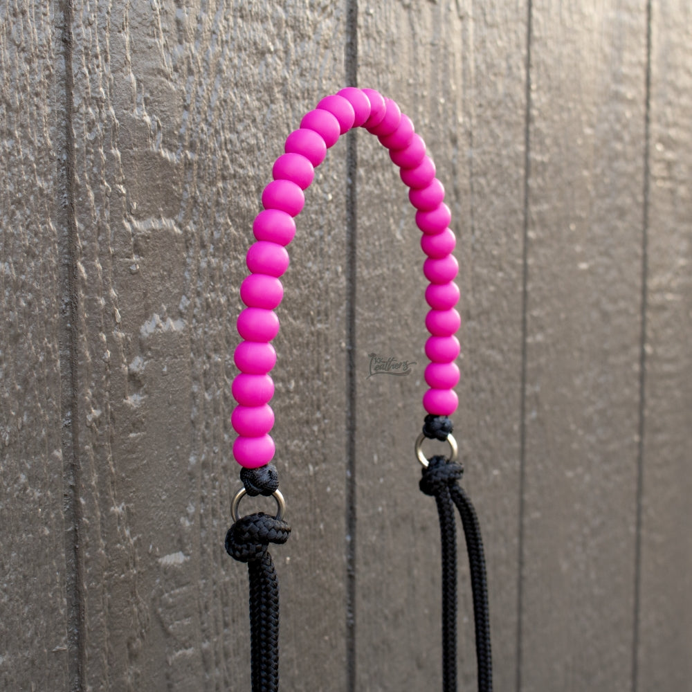 Pink Silicone Beaded Draw Bit Headstall