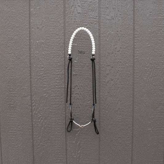 Crackle White Silicone Beaded Draw Bit Headstall