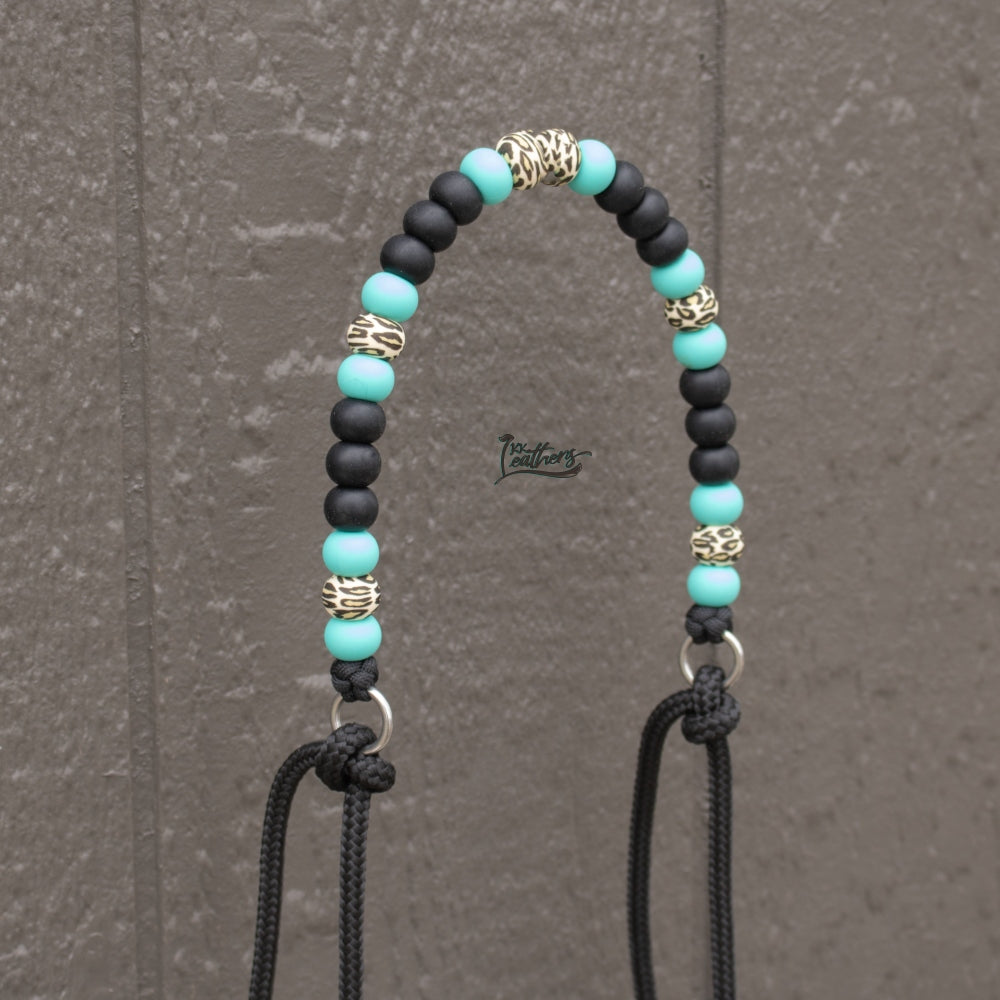 Turquoise Leopard Brow Balancer Silicone Beaded Draw Bit Headstall