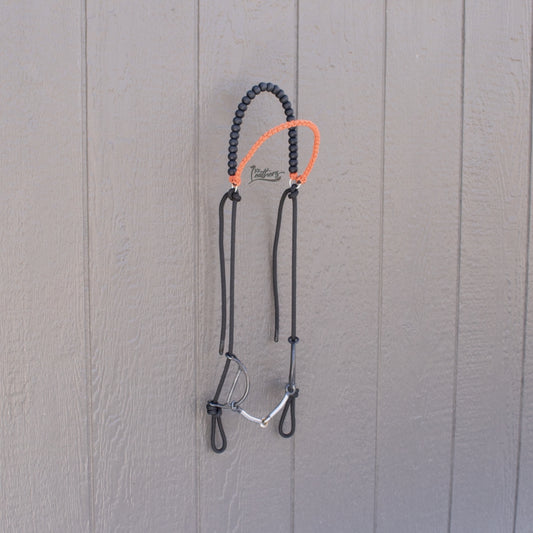 Silicone Beaded Orange Paracord Browband Draw Bit Headstall