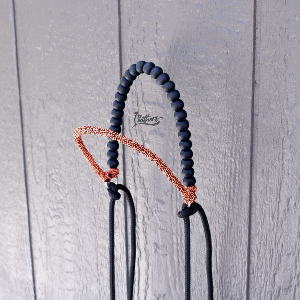Orange Brow Balancer Silicone Beaded Draw Bit Headstall