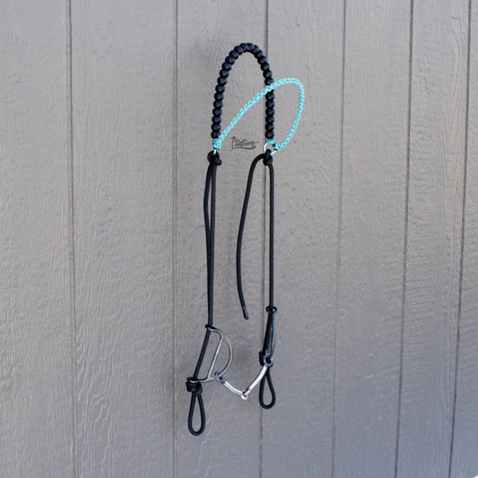 Silicone Beaded Turquoise Paracord Browband Draw Bit Headstall