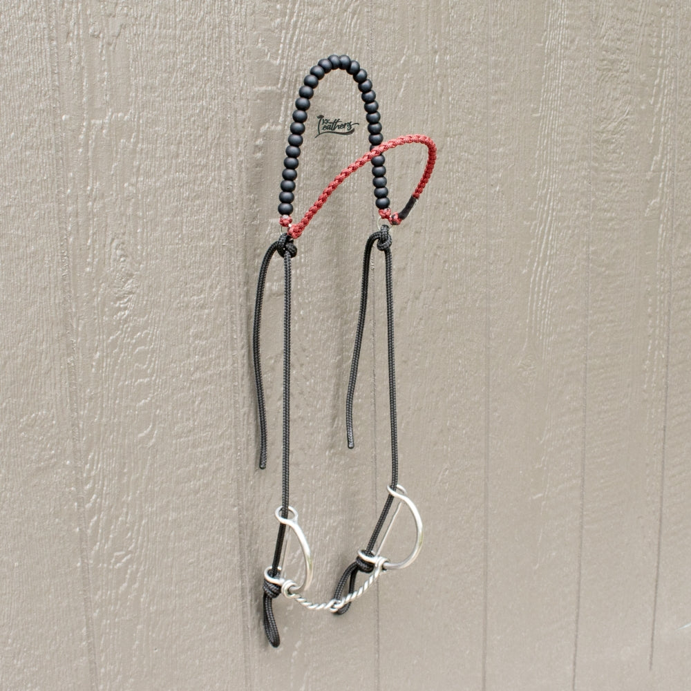 Red Black Diamond Brow Balancer Silicone Beaded Draw Bit Headstall