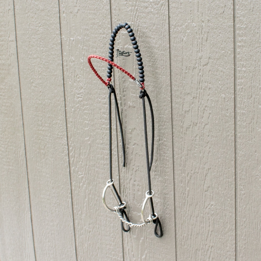 Red Black Diamond Brow Balancer Silicone Beaded Draw Bit Headstall