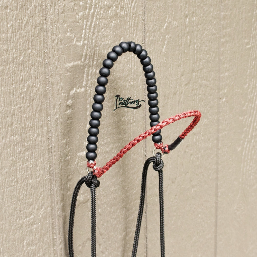 Red Black Diamond Brow Balancer Silicone Beaded Draw Bit Headstall