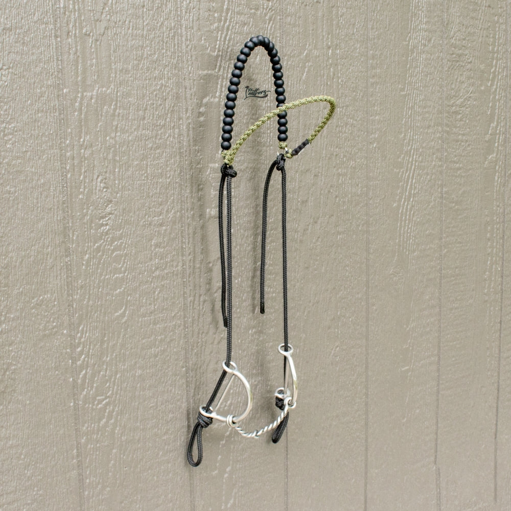 Moss Green Brow Balancer Silicone Beaded Draw Bit Headstall